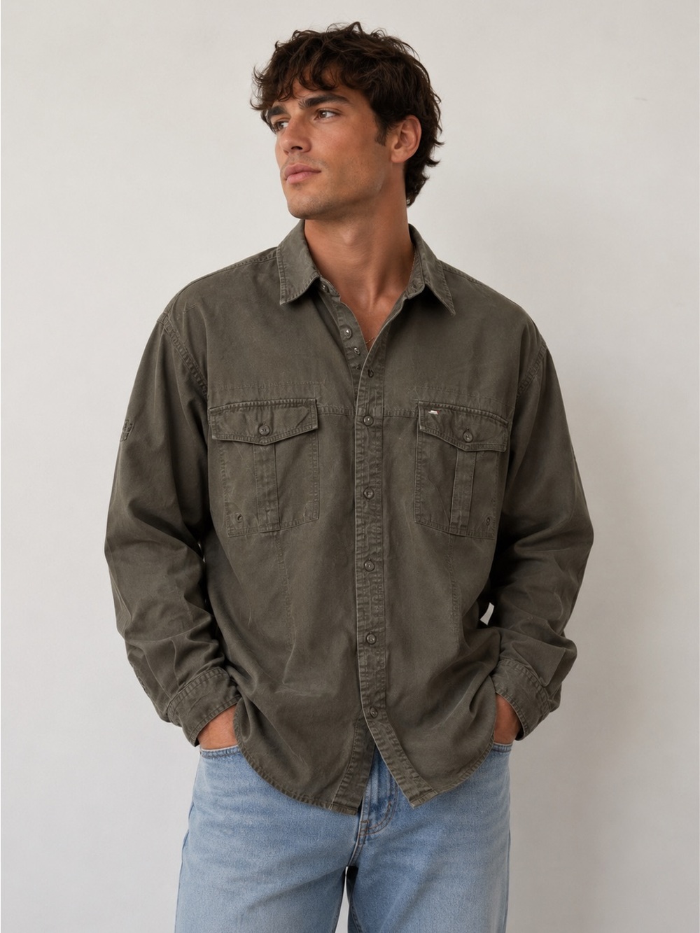 RedHead Men’s XL Olive Green Cotton Utility Overshirt Gorpcore Workwear 90s Y2K